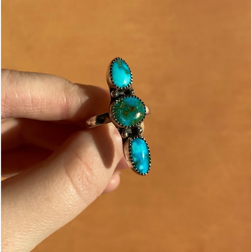 Sonoran Gold Turquoise 3-stone ring - size 8.5